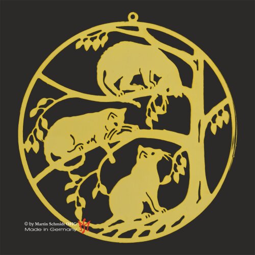 Fensterbild KATZEN und BAUM, rund 107mm