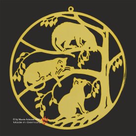 Fensterbild KATZEN und BAUM, rund 107mm