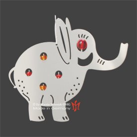 Elefanti Edelstahl  mit Perlen rot + orange 105mm