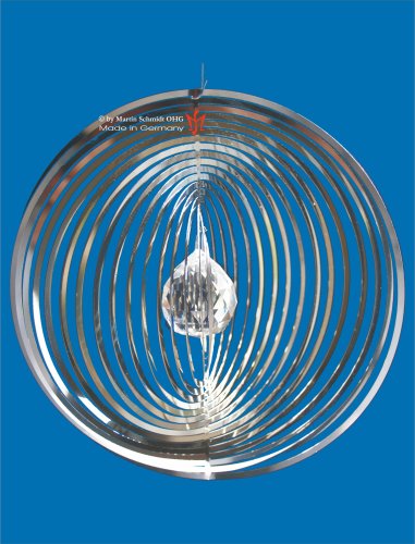 Spirale Ringe Edelstahl 153mm mit Kristallkugel 40mm rot