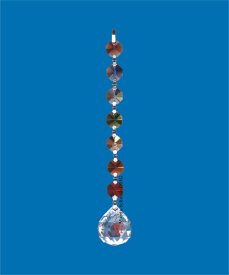 Kette 18cm Chakrafarben mit Kristallkugel 30mm