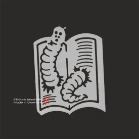 Buchzeichenklemme BÜCHERWURM versilbert. 55mm