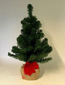 Weihnachtsbaum mit Sack und roter Schleife