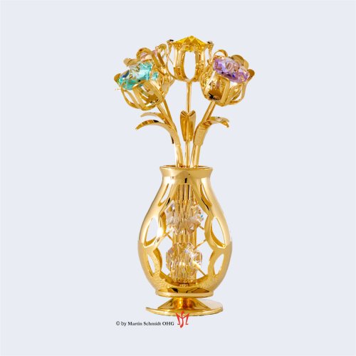 5 Tulpen in Vase Kristalle bunt 115mm