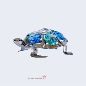 Schildkröte 65mm mit Kristallen blau + türkis