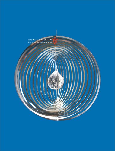 Spirale Ringe Edelstahl 110mm mit Kristallkugel 20mm klar