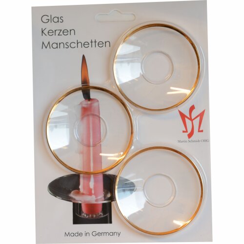 Kerzenmanschette Goldrand 67mm Loch 23mm im 3er Blister